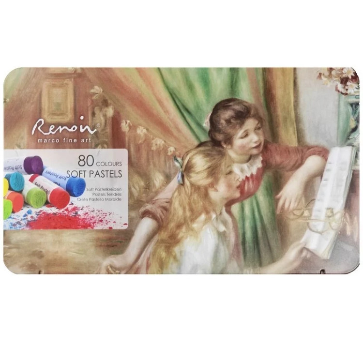 پاستل گچی جعبه فلز renoir بسته 80 رنگ