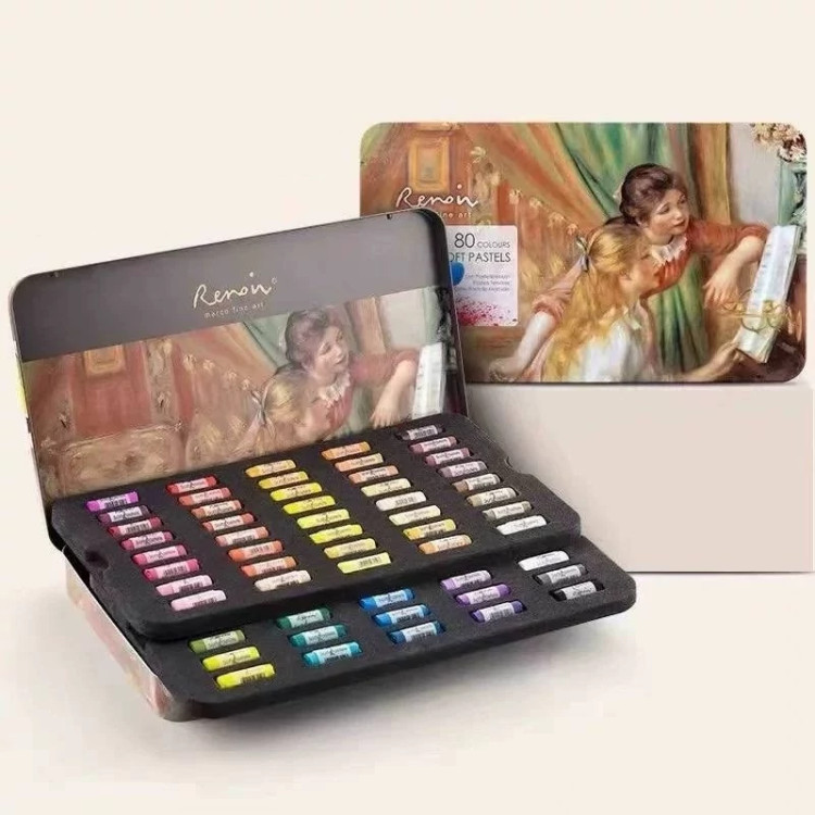 پاستل گچی جعبه فلز renoir بسته 80 رنگ