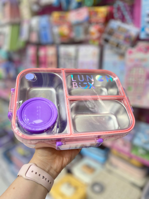 ظرف غذا لانچ باکس استیل 3خانه کاسه دار LUNCH BOX