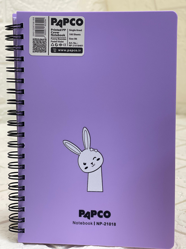 دفتر یادداشت ۱۰۰ برگ سیمی پاپکو طرح خرگوش Funny Bunnies (سایز B6)