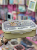 ظرف غذای استیل دوجداره ۲ خانه فانتزی طرح کاپیبارا (Capybara Bento Lunch Box) همراه با قاشق