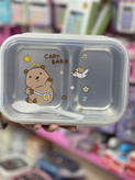 ظرف غذای استیل دوجداره ۲ خانه فانتزی طرح کاپیبارا (Capybara Bento Lunch Box) همراه با قاشق