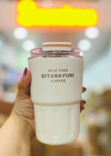 تراول ماگ استیل ۳۶۰ میل SITARAYURI مدل کاپوچینو – درب کریستالی آساننوش و ضدنشت